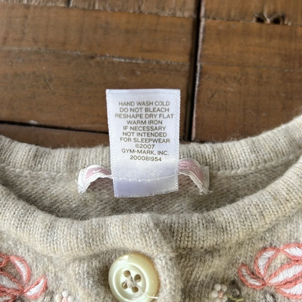 Janie and jack floral embroidered lambs wool cardigan